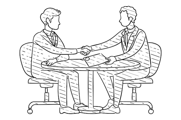 Business handshake after contract agreement Hand drawn vector illustration design