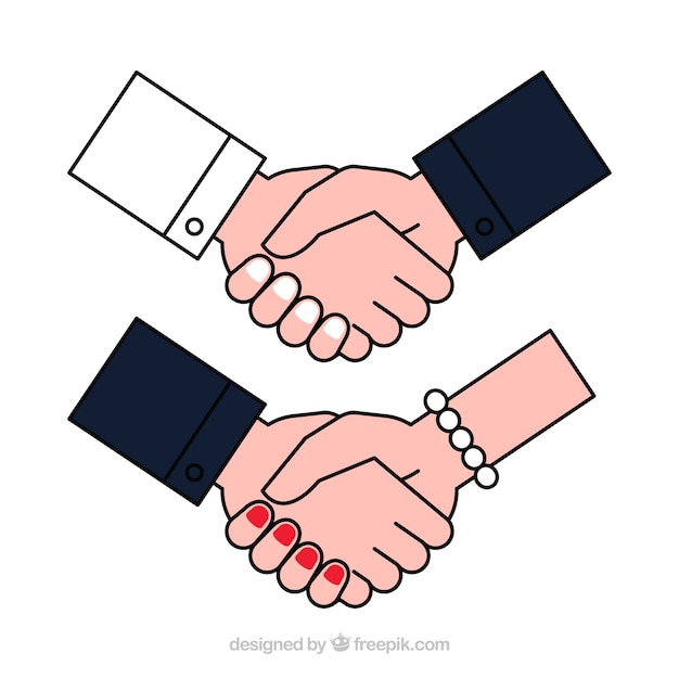 Vector business handshake background in flat style