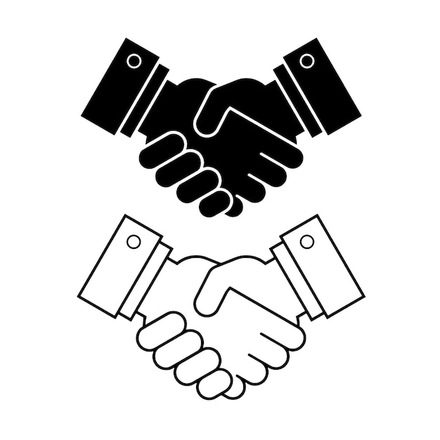 Business handshake or contract agreement line art vector icon for apps and websites