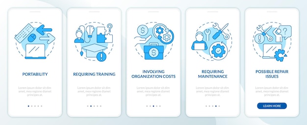 Business hardware selection blue onboarding mobile app screen