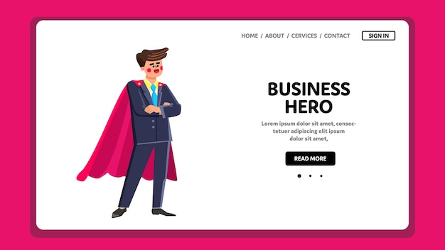 Business hero man successful achievement vector