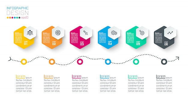 비즈니스 육각형 레이블 모양 infographic 그룹 막대입니다.