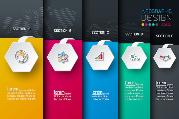 Vector business hexagon net labels shape infographic.