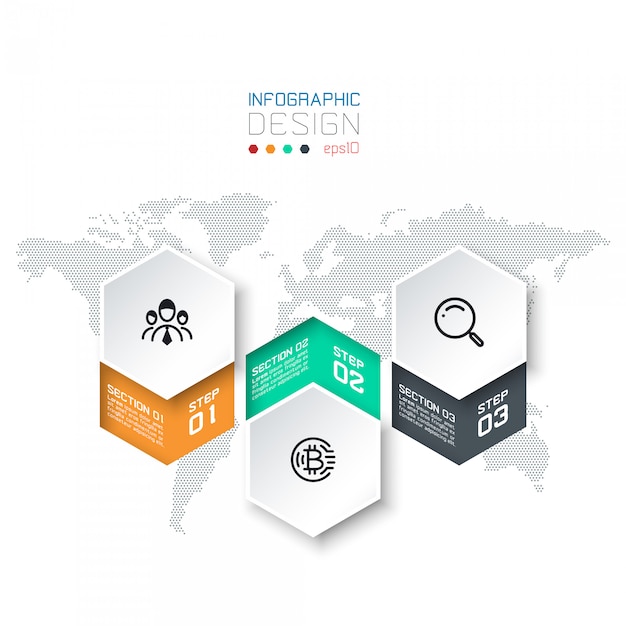 Business hexagon shape infographic groups bar.