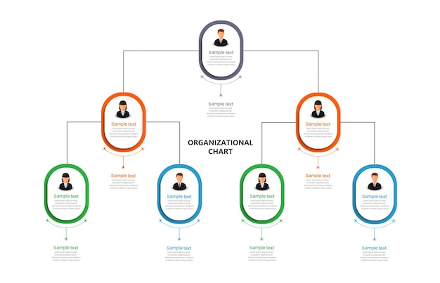 Vector business hierarchy infographic organizational chart with avatar icons