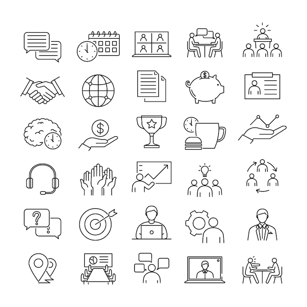 Business icon Business and finance icon set Linear banking icon set