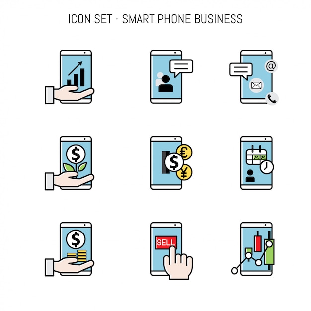 Vector business icon collection set flat lay