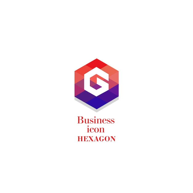 Business icon Hexagon flat polygonal hexagon geometric design concept