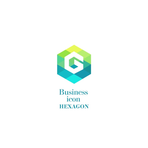Business icon Hexagon flat polygonal hexagon geometric design concept