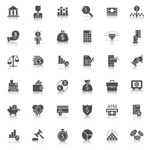 Vector business icon set in flat style finance investment vector illustration on white isolated background financial currency business concept