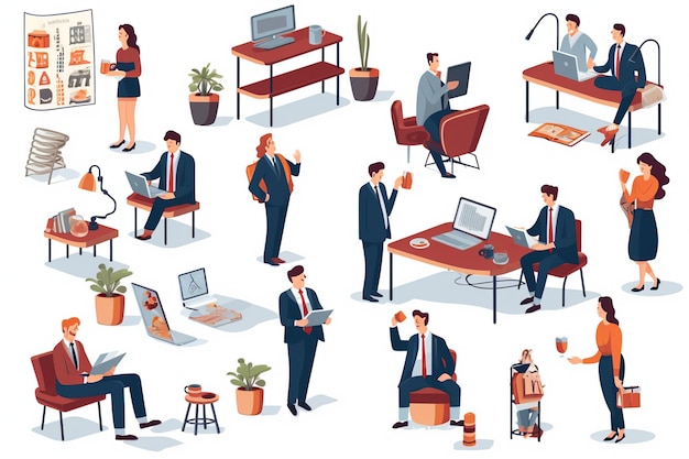 Vector business icons depicting meetings
