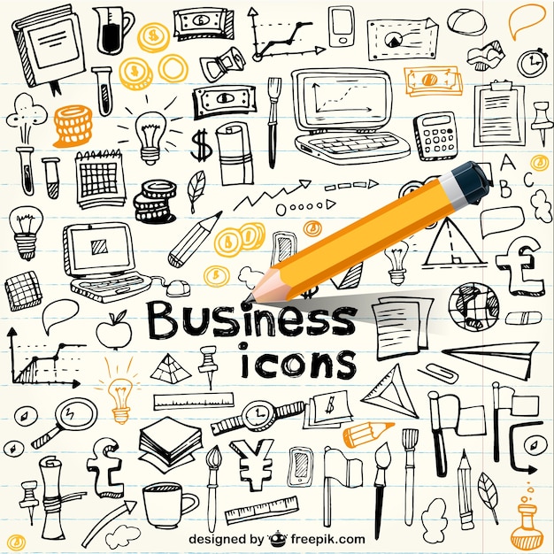 Vector business icons in doodle style