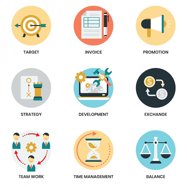 Vector business icons set for business, marketing