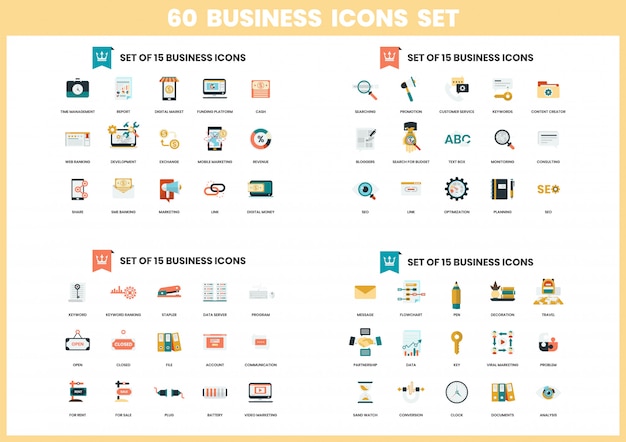 business icons set for business