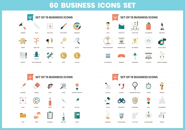 business icons set for business