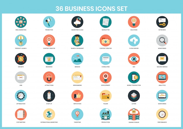 business icons set for business
