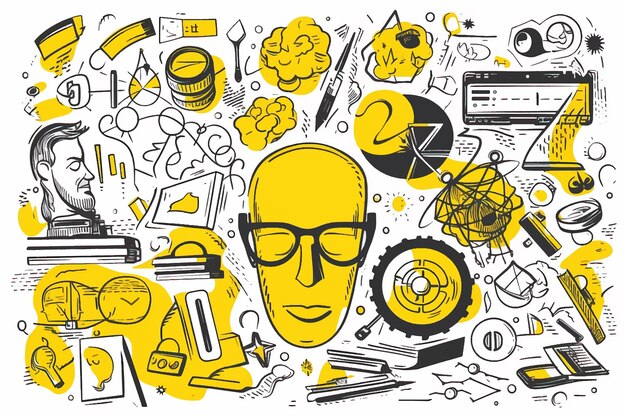 Business icons set Website optimization hand drawn items web analytics doodles elements set vecto