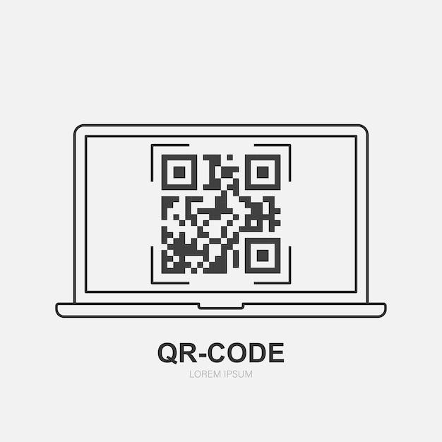 Business icons and techniques QR Codes on laptop