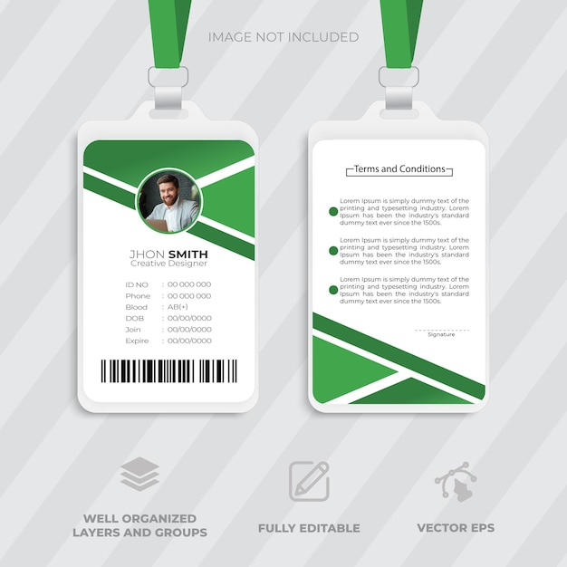 Business ID card Abstract ID badge template with picture Abstract ID card template concept