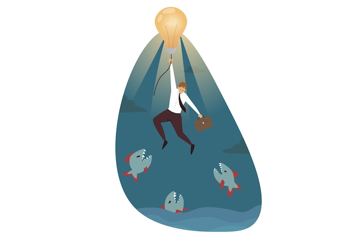 वेक्टर business idea, danger, rescue.