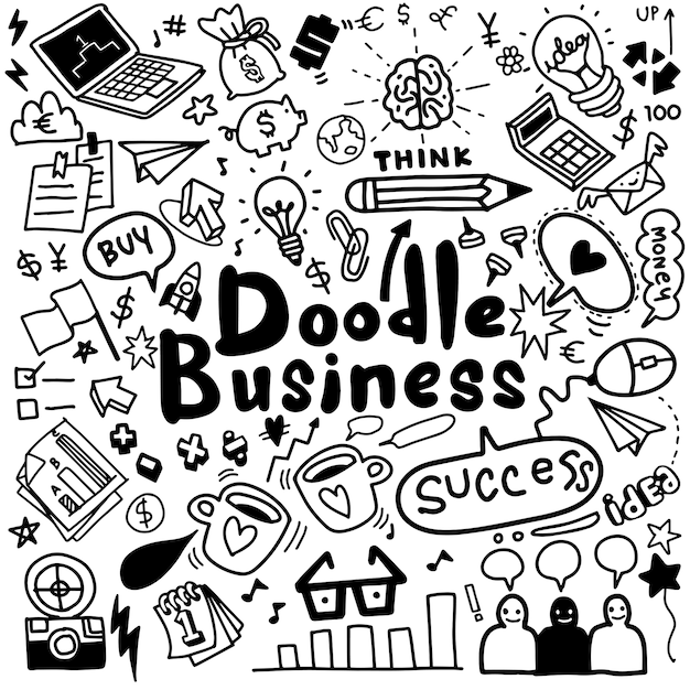 Business idea doodles icons set