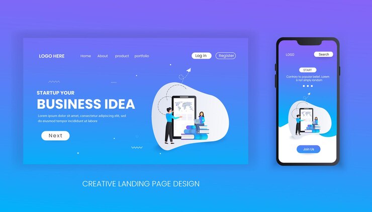 Vector business idea landing page template