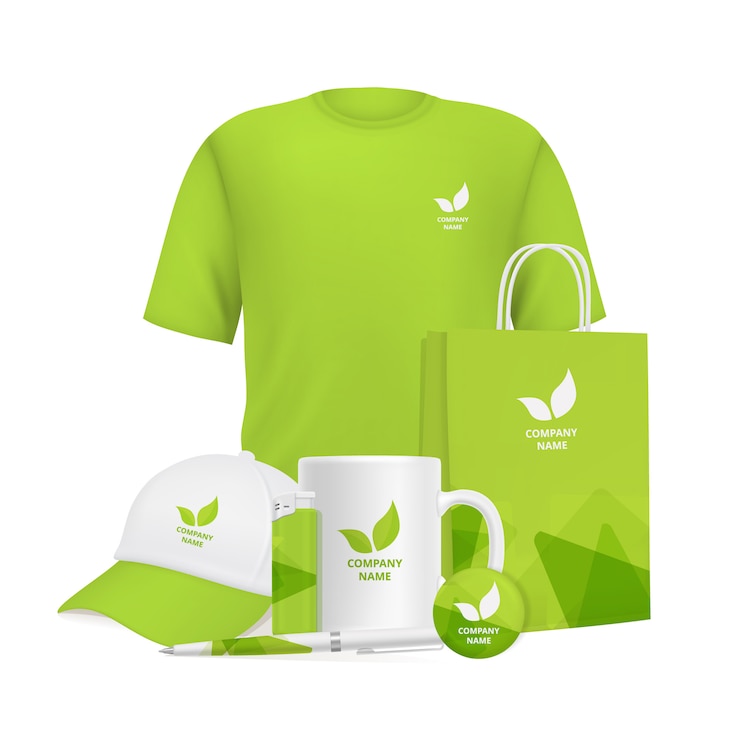 Vector business identity. branding design corporate souvenirs promotional items clothing cup cap pen lighter
