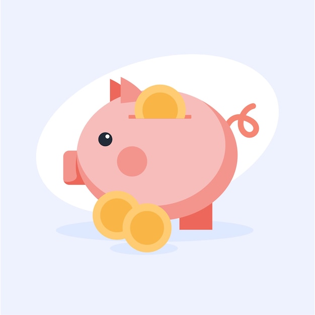 Business illustration cartoon piggy bank