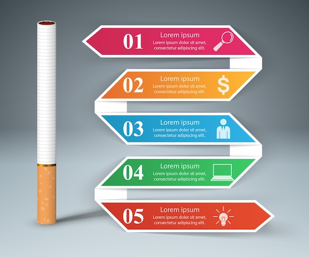 Vector business illustration of a cigarette and harm