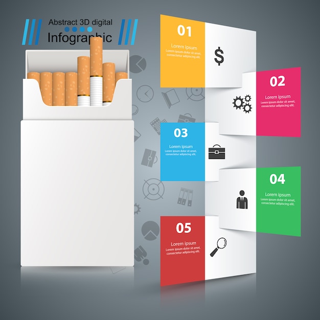 Vector business illustration of a cigarette and harm