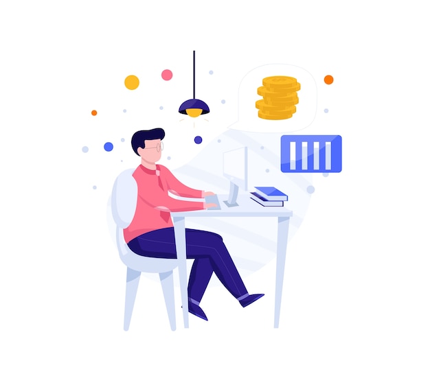 Business illustration. people are sitting at work