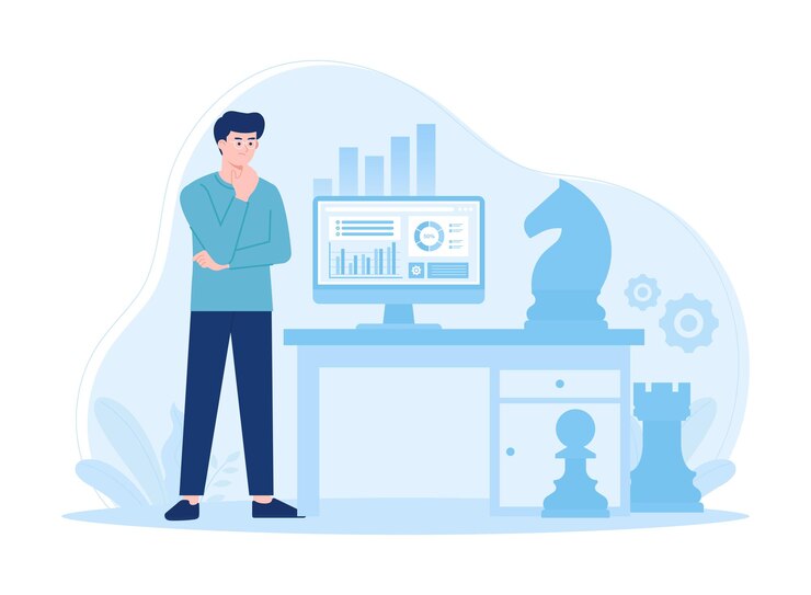 Vector business improvement strategy concept flat illustration