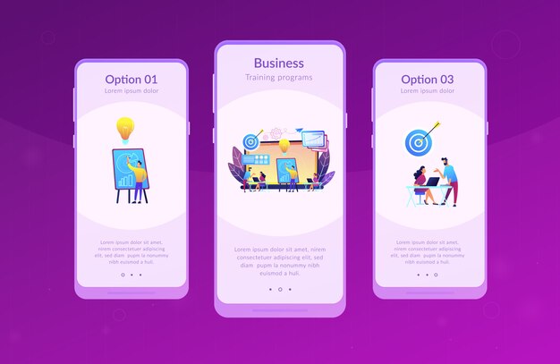 Business incubator app interface sjabloon.