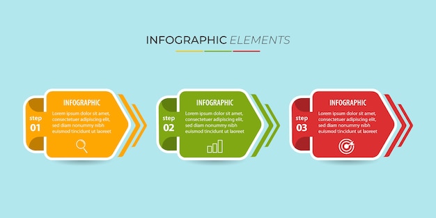 Elemento grafico di informazioni aziendali con opzioni, passaggi, design del modello di numero