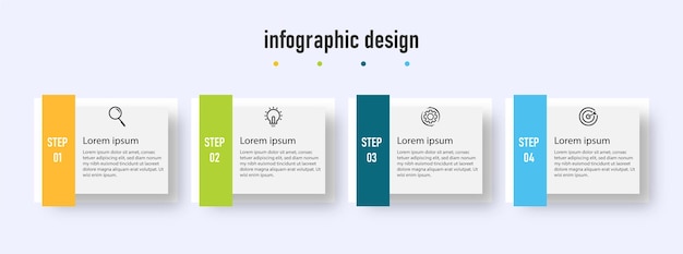 Vector business info graphics sjabloon tijdlijn met 4 stappen opties kan worden gebruikt voor workflow diagram