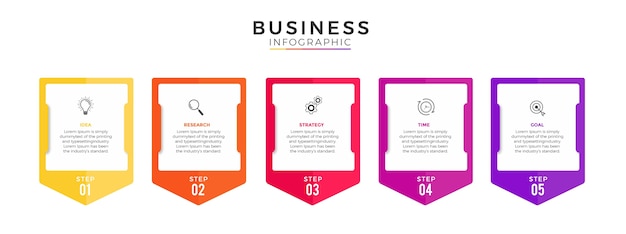 Business infographic 5 options or steps Premium 