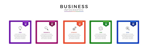 Business infographic 5 options or steps Premium 