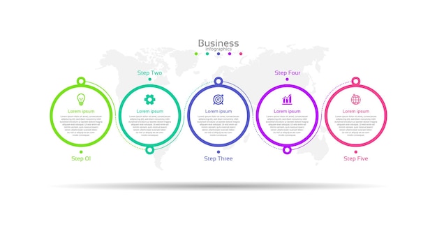 5 단계와 다채로운 비즈니스 Infographic 추상적인 배경 템플릿 원