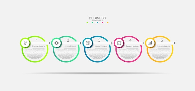 Бизнес инфографики абстрактный фон шаблон круг красочный с пятью шагами