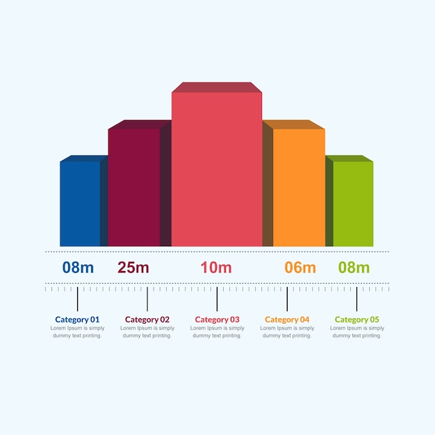 Vector business infographic bar chart statistics with reports and presentations vector illustrati