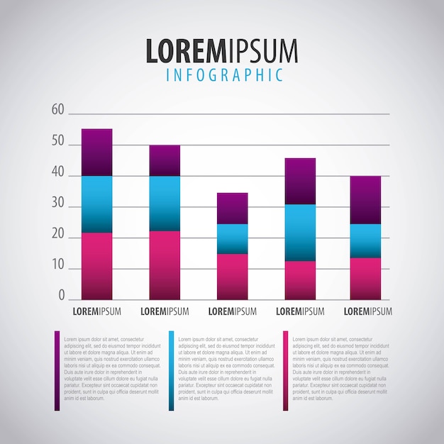 Modello di diagramma di barra infografica affari con opzioni