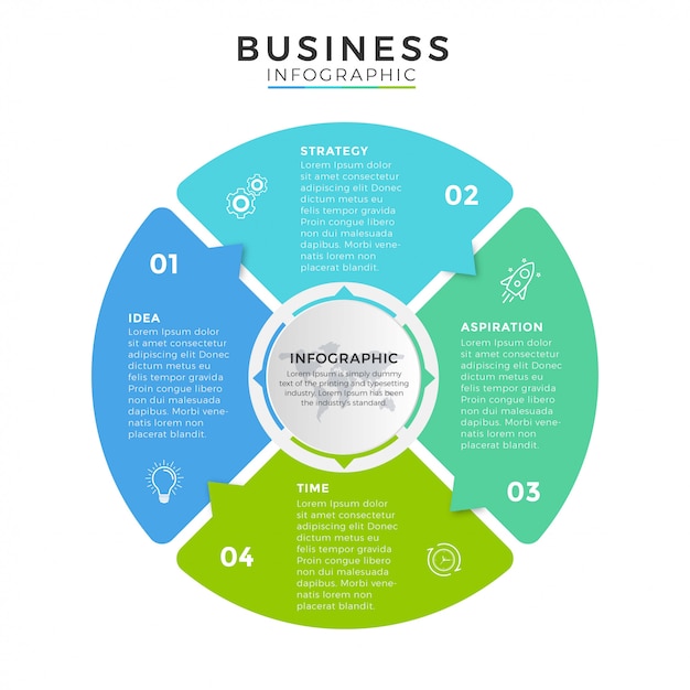 Business infographic circle design icons 4 options or steps