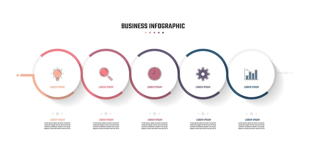 ビジネスインフォグラフィックデザイン5ステップタイムラインベクトルイラスト