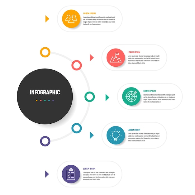 비즈니스 infographic 디자인 5 단계 타임 라인 벡터 일러스트