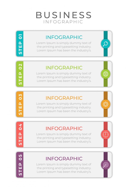 Il design infografico aziendale può essere utilizzato per il layout del flusso di lavoro, diagramma, relazione annuale.