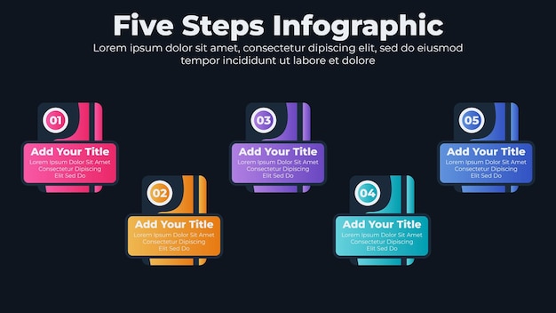 Elementi di progettazione infografica aziendale e passaggi del diagramma di flusso