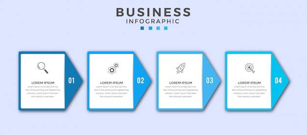 Icone o passaggi di progettazione di affari infographic premium