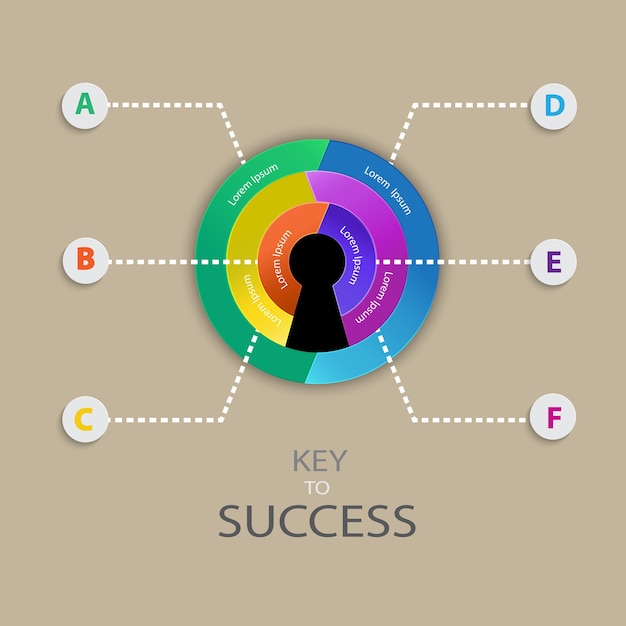 Vettore progettazione infographic di affari per il concetto chiave a successo