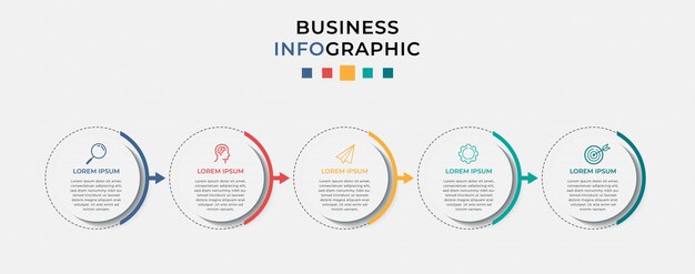 Opzioni o passaggi del modello di progettazione di infographic di affari 5.