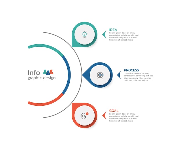 Cerchio modello di progettazione infografica aziendale con 3 opzioni